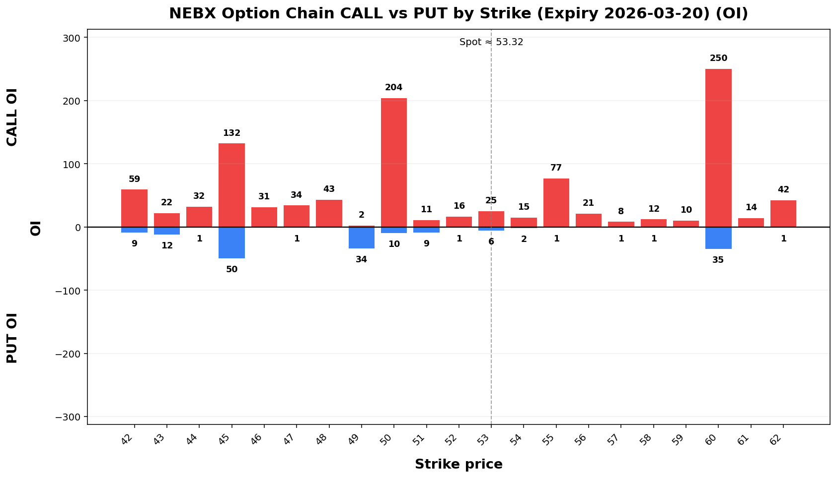 NEBX Option Chain CALL vs PUT