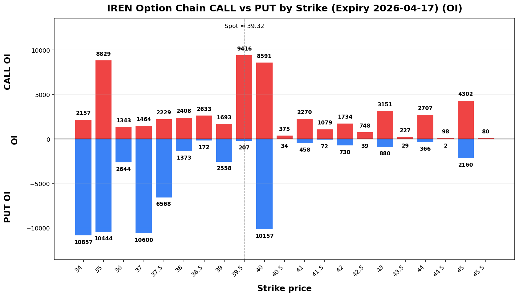 IREN Option Chain CALL vs PUT