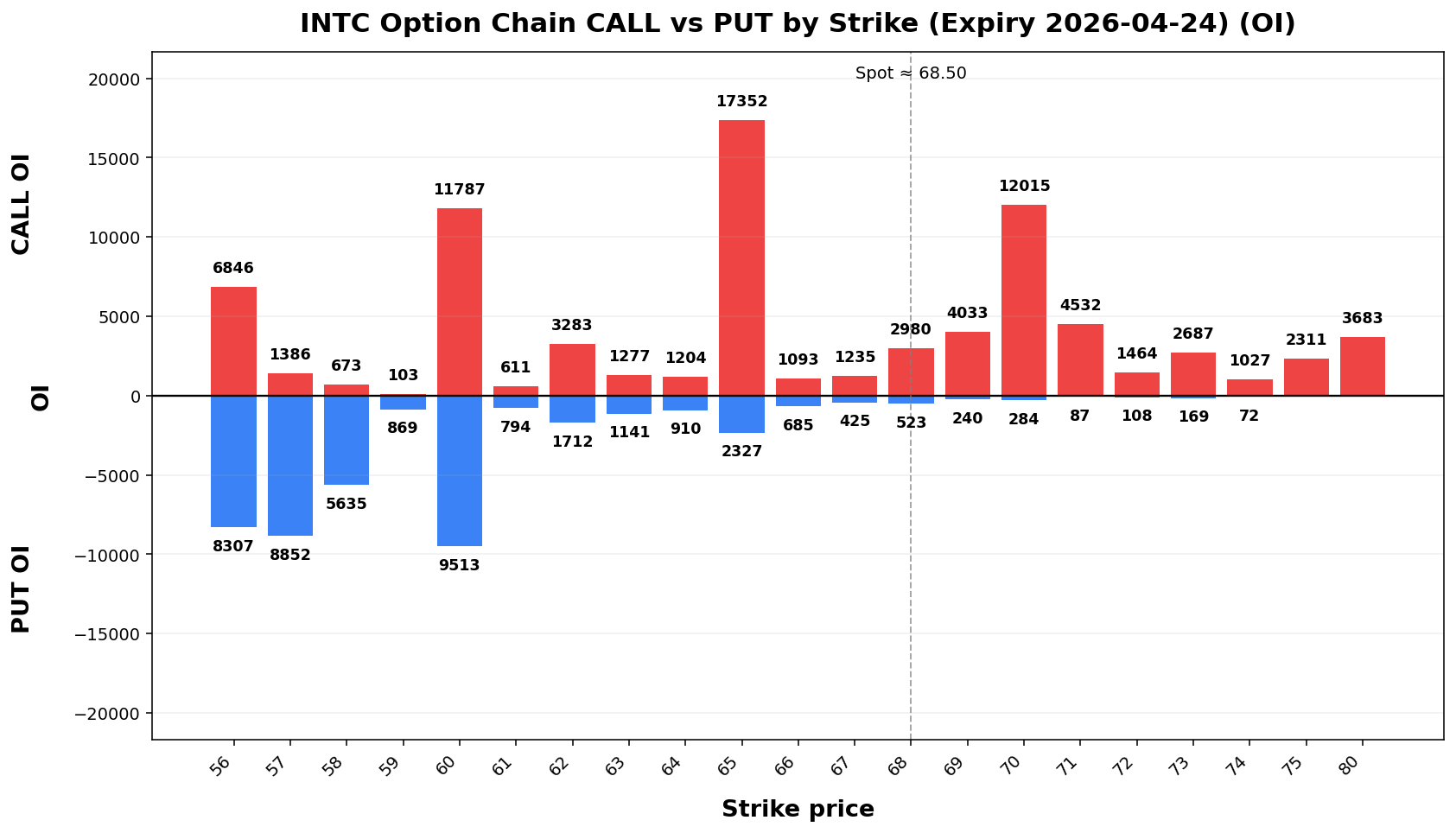 INTC Option Chain CALL vs PUT