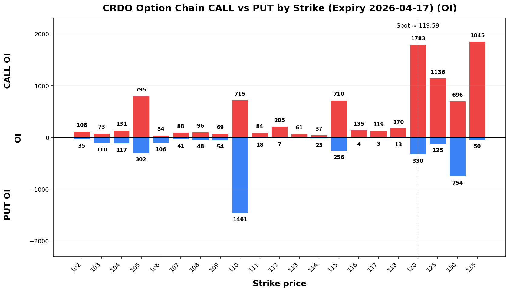 CRDO Option Chain CALL vs PUT