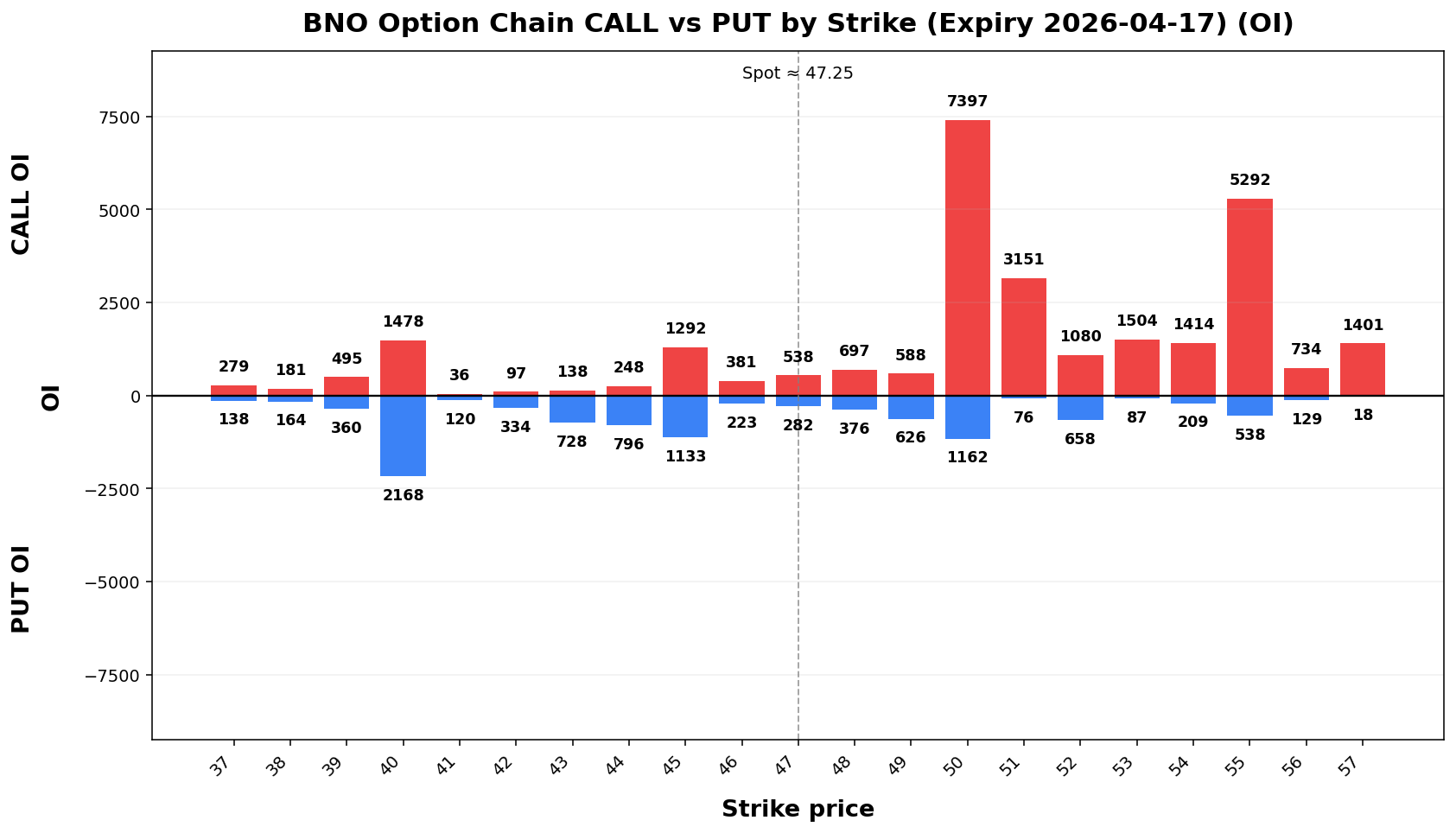 BNO Option Chain CALL vs PUT