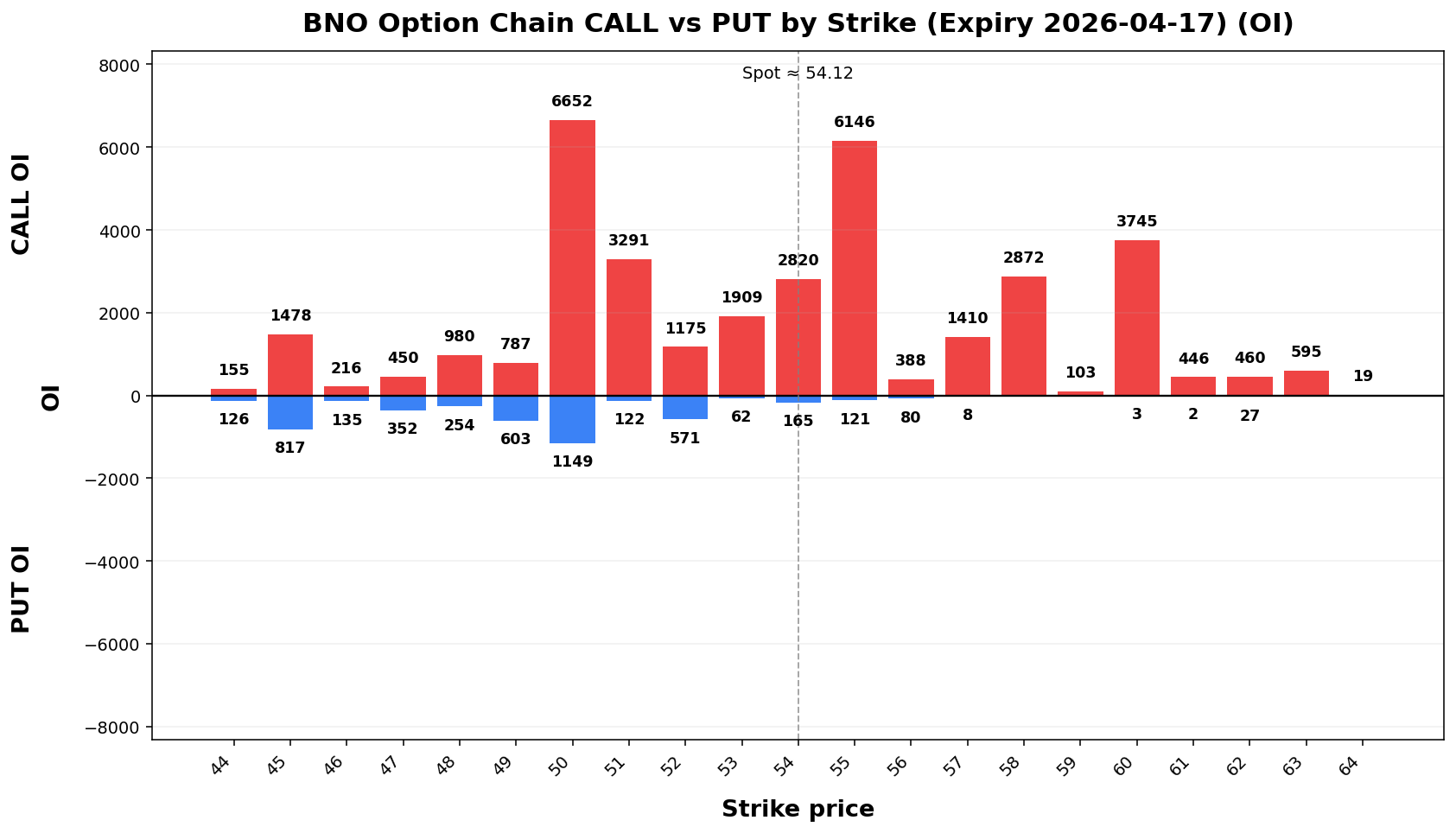 BNO Option Chain CALL vs PUT