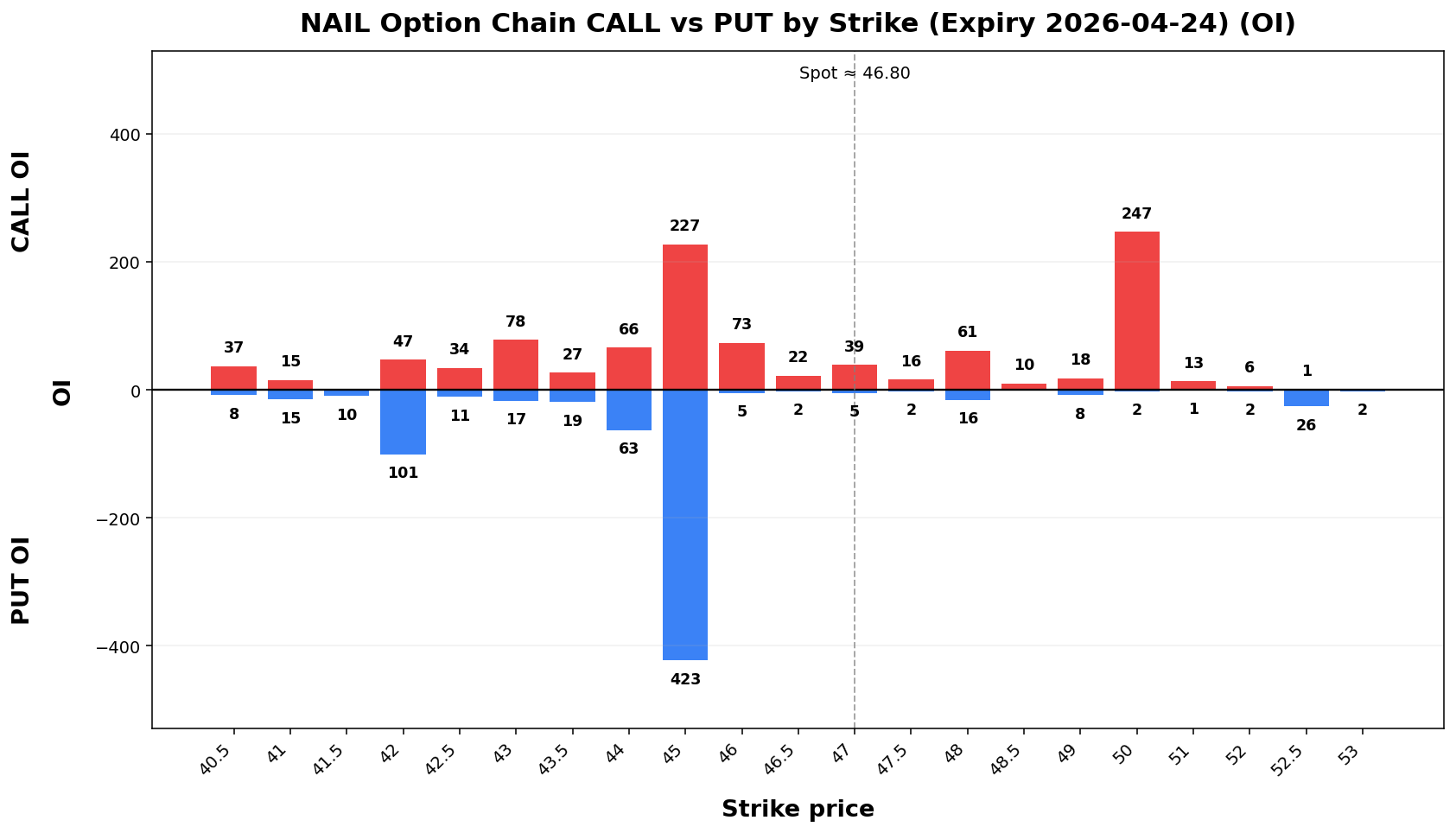 NAIL Option Chain CALL vs PUT