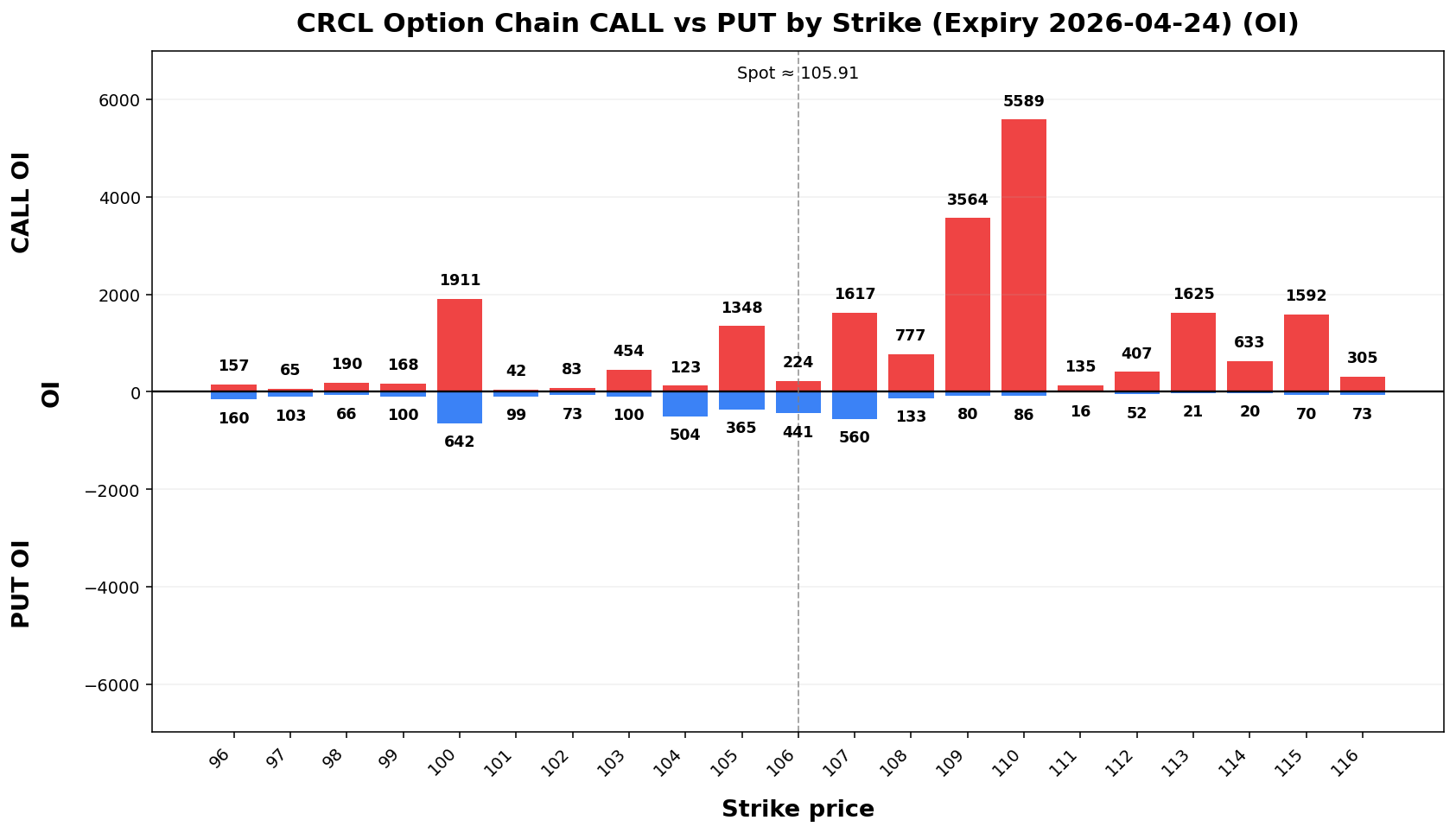 CRCL Option Chain CALL vs PUT
